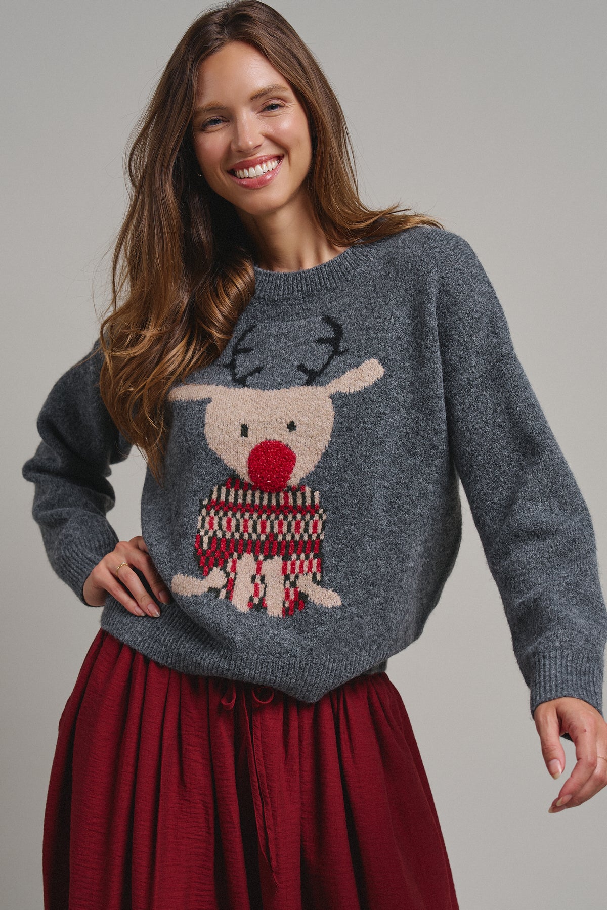 Rudolph Reindeer Knit Crewneck Sweater