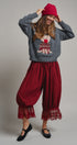 Lace-Trimmed Cropped Bloomer Pants