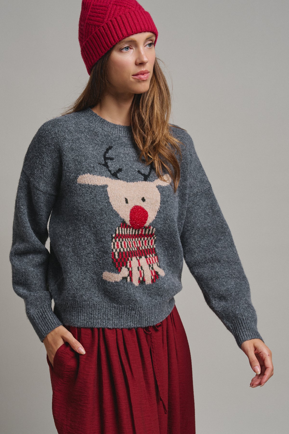 Rudolph Reindeer Knit Crewneck Sweater