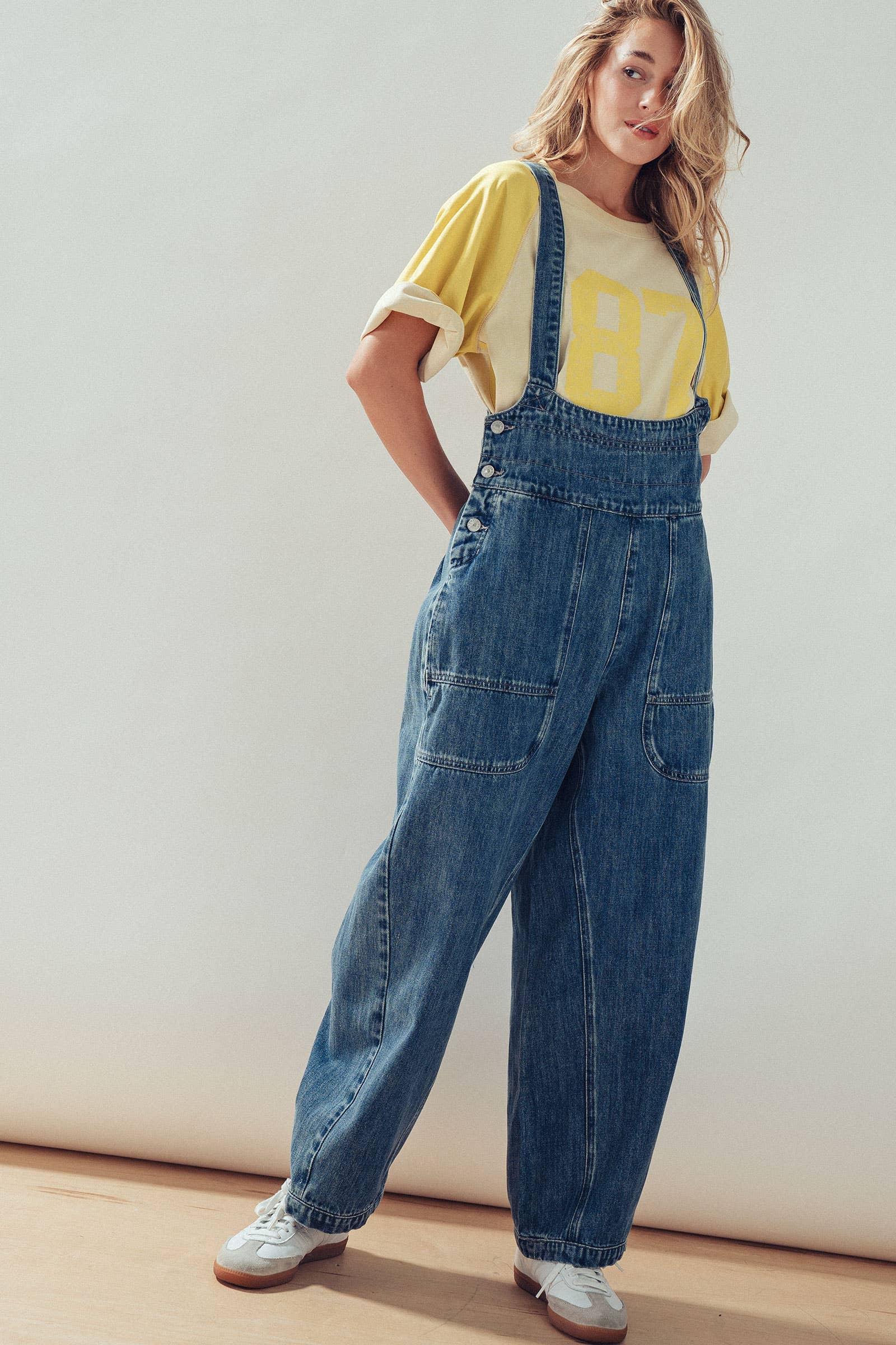 Relaxed Wide-Leg Denim Overalls