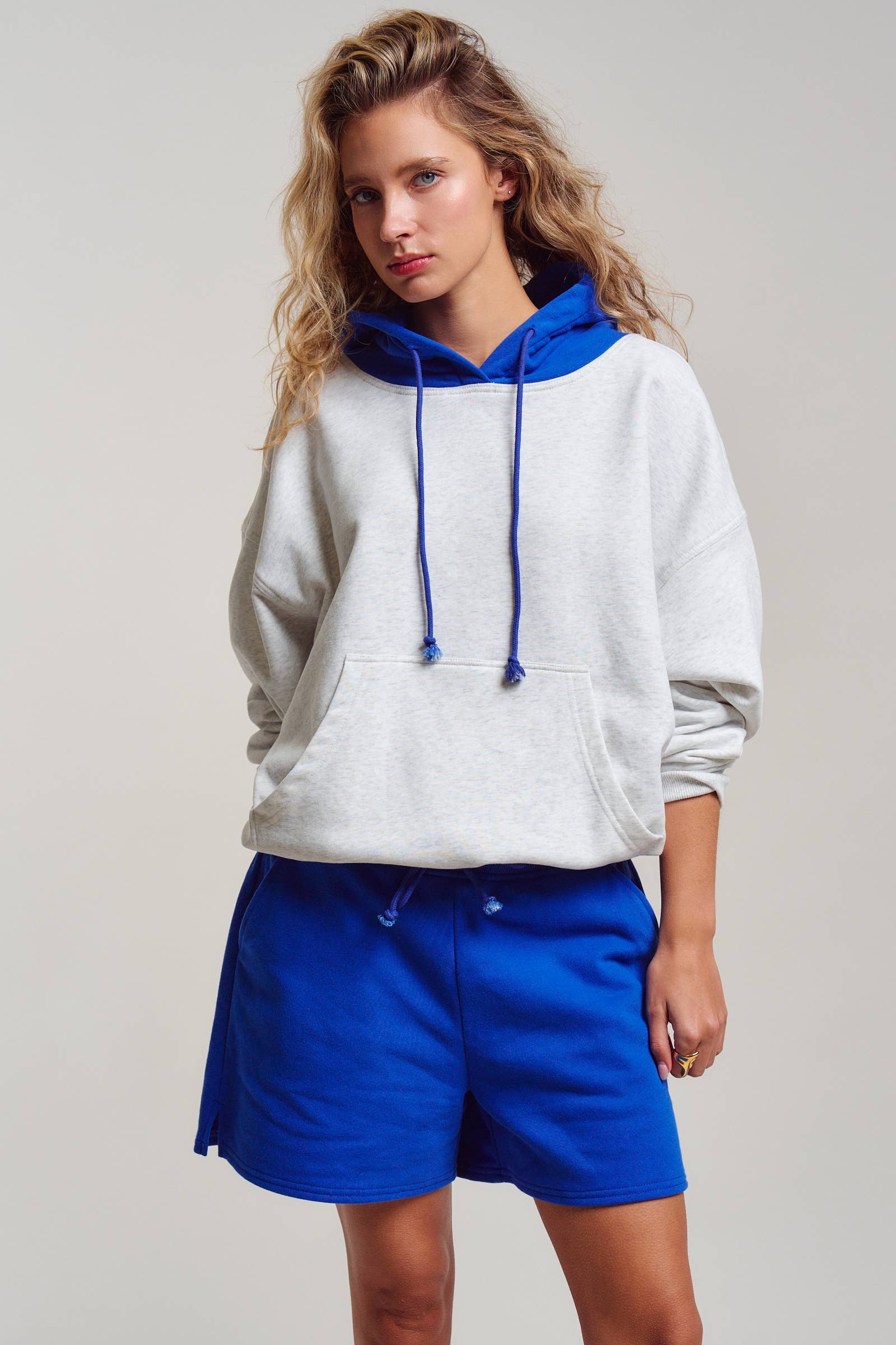 Contrast Hood Colorblock Pullover Hoodie
