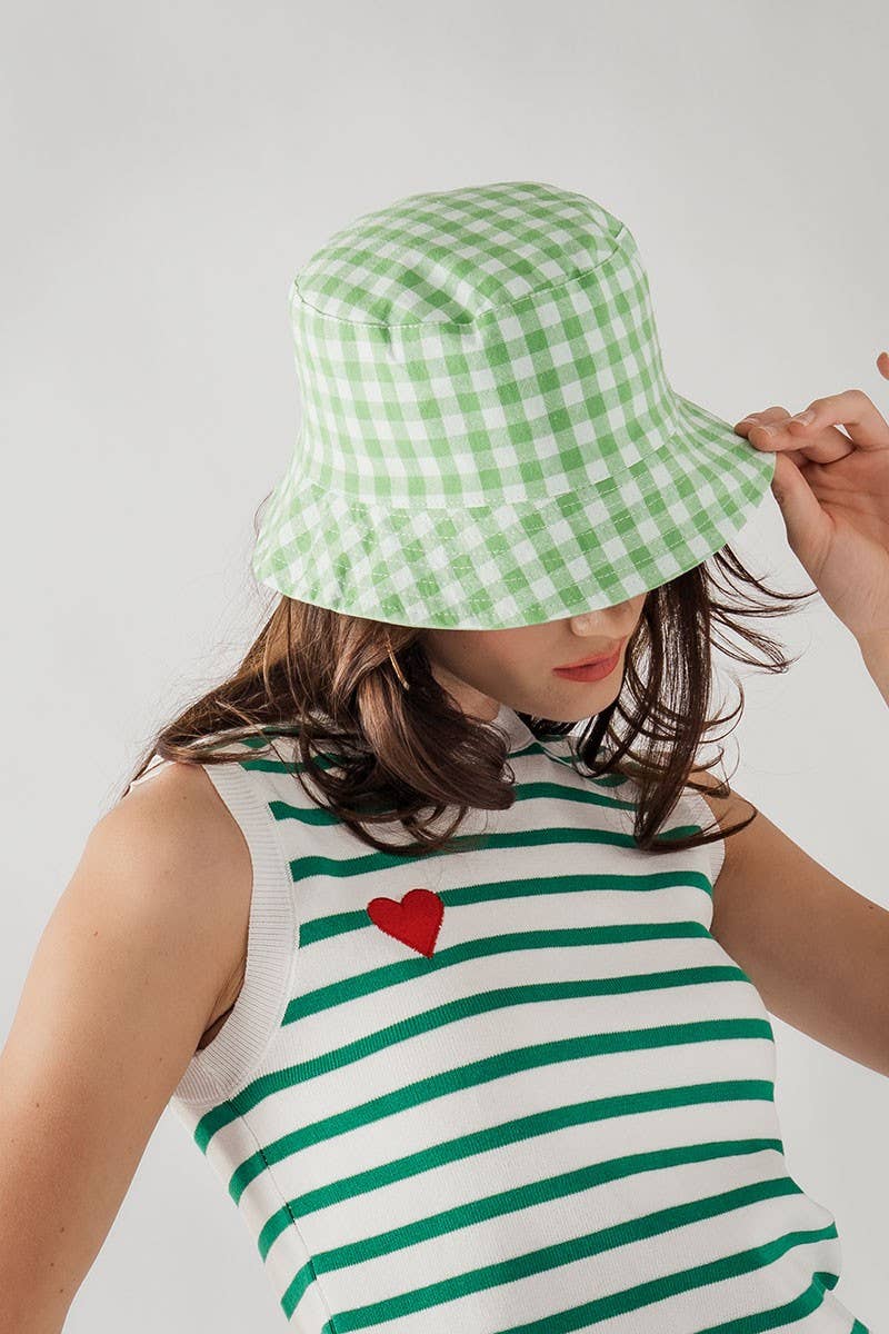 Urban Daizy Classic Spring Gingham Checkered Cotton Bucket Hat Black Bucket Hat - Women's (UDZ-AC-00031) – alternate view 2