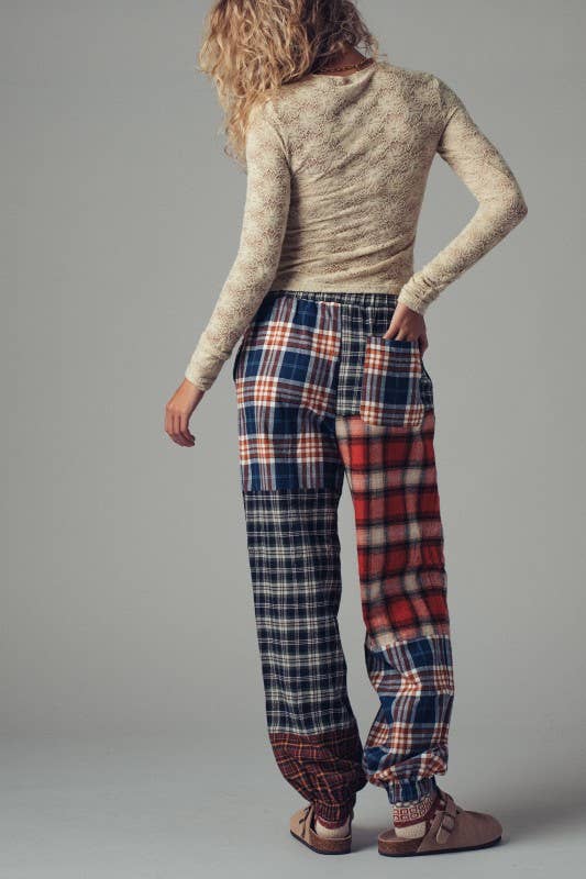 Urban Daizy Mixed Plaid Patchwork Boho Jogger Pants Multi Pants - Women's (UDZ-PT-00355) – alternate view 7