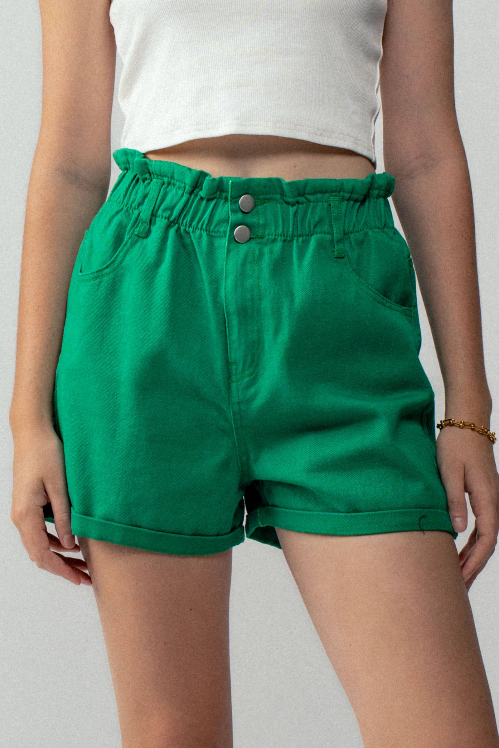 Urban Daizy Vintage High Waist Rolled Hem Denim Shorts Blue Shorts - Women's (UDZ-PT-00033) – alternate view 4