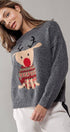 Urban Daizy Rudolph Reindeer Knit Crewneck Sweater Grey Knit Sweater - Women's (UDZ-KN-00538) – alternate view 14