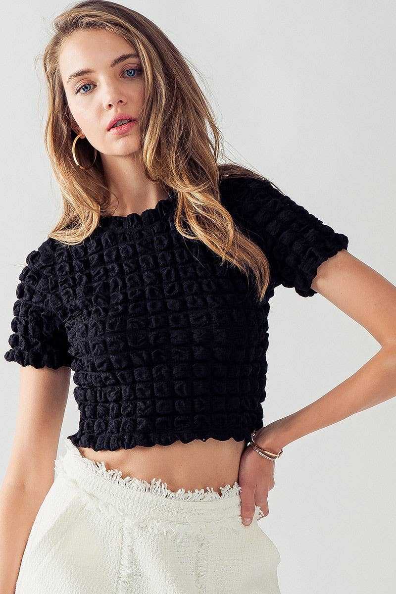 Bubble Popcorn Textured Crop Top