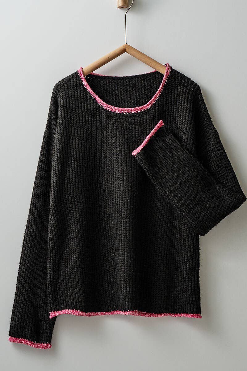 Bounded Contrast Trim Knit Sweater