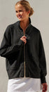 Scuba Zip Up Track Bomber Jacket Pilates Athflow for Women in BLACK - Women's Jackets & Blazers | Urban Daizy