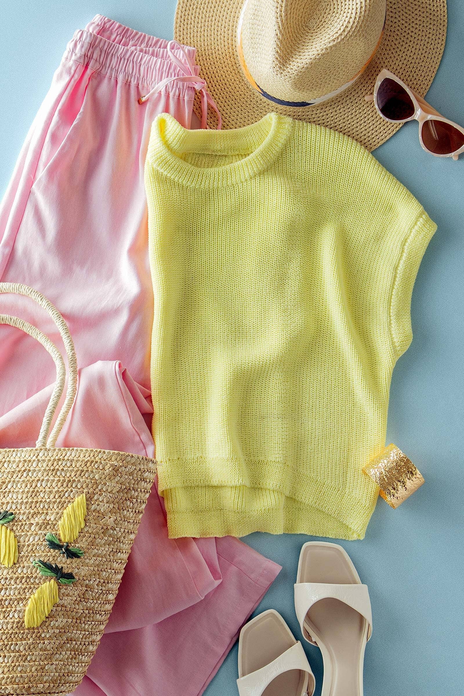 Urban Daizy Boxy Fit Viscose Knit Top Butter-Yellow Knit Top - Women's (UDSW0344-Butter-Yellow) – alternate view 12