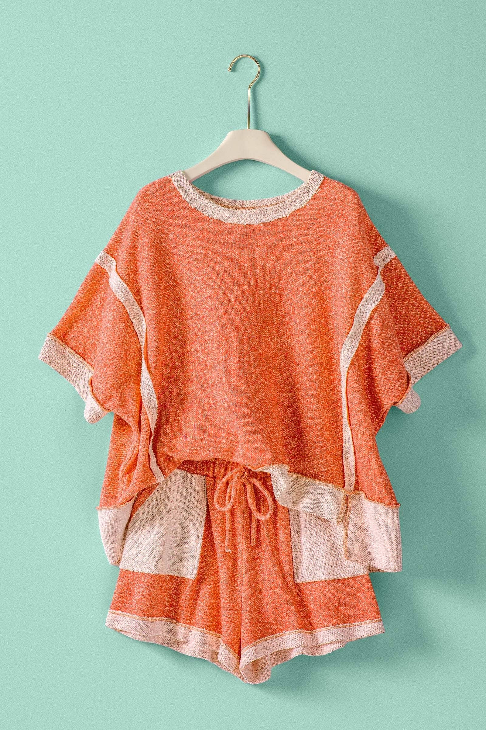 Urban Daizy Reverse Seam Terry Two-Piece Set Pink Lounge Set - Women's (UDST0146-Pink) – alternate view 16