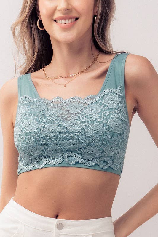 Urban Daizy Plus Size Elegant Lace Longline Bralette Navy Bralette - Women's (UDZ-TP-00528) – alternate view 10