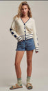 Urban Daizy Star Sleeve Striped Hem V-Neck Cardigan Ivory-Navy Cardigan - Women's (UDSW0347-Ivory-Navy) – alternate view 7