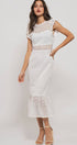 Urban Daizy White Lace Scalloped Ruffle-Sleeve Midi Dress White Dress - Women's (UDZ-DR-00345) – alternate view 4