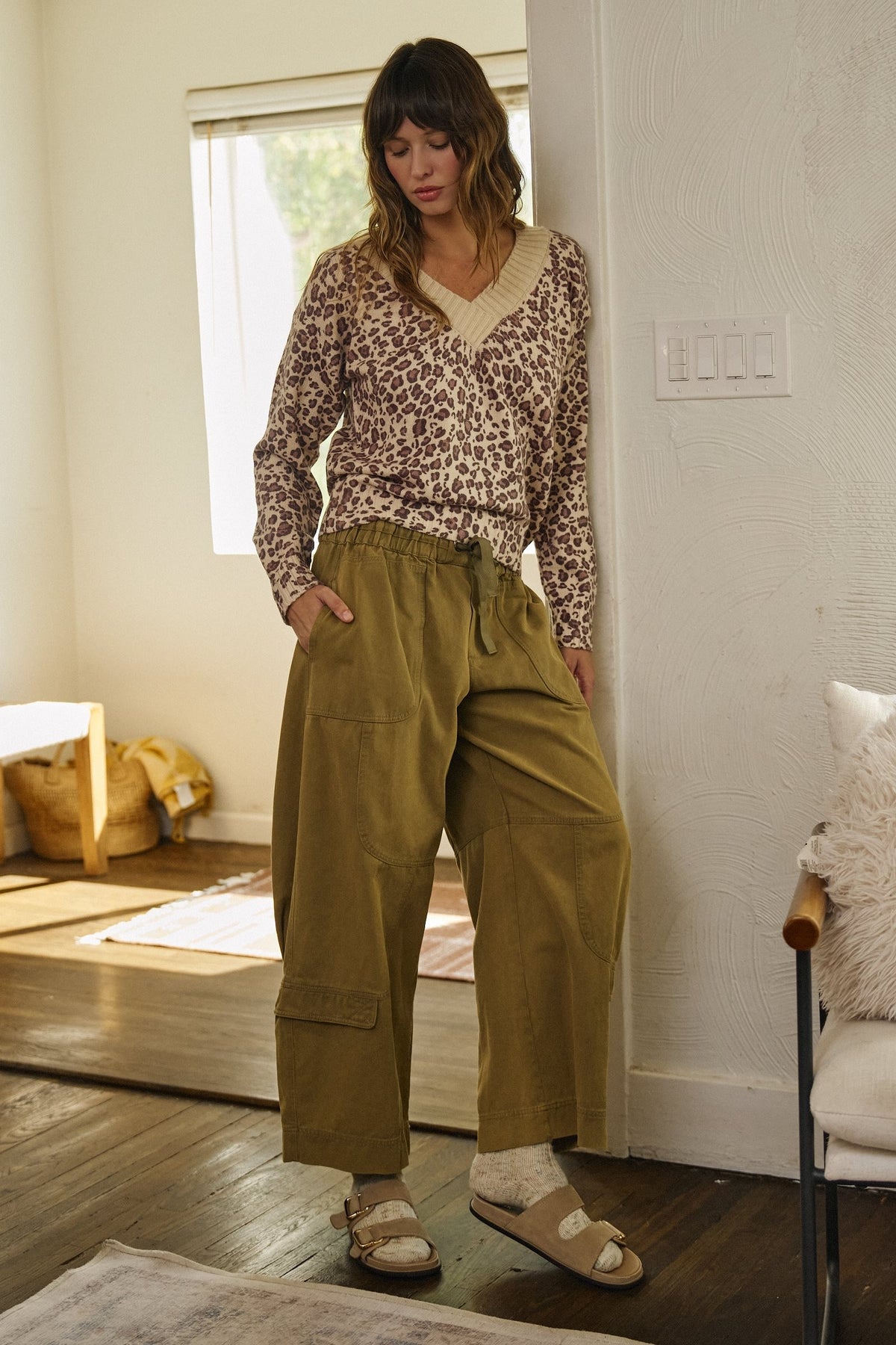Leopard Print V-Neck Knit Sweater in LEOPARD - Women's Sweaters | Urban Daizy