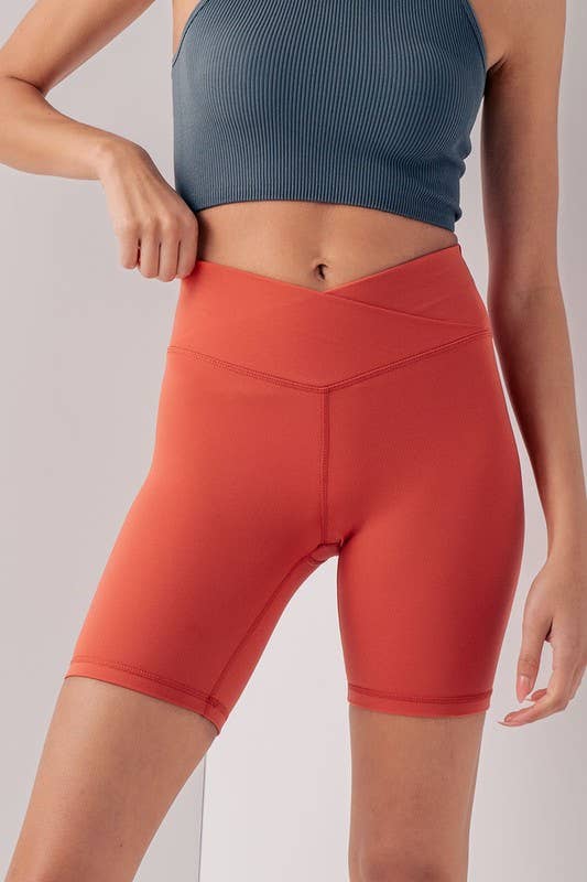 Urban Daizy Cross Front High-Waisted Bike Shorts Candy-Pink Athletic Shorts - Women's (UDZ-PT-00160) – alternate view 15