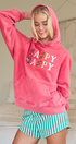 Urban Daizy "HAPPY HAPPY" Vintage Washed Hoodie Red Hoodie - Women's (UDZ-KN-00891) – alternate view 10
