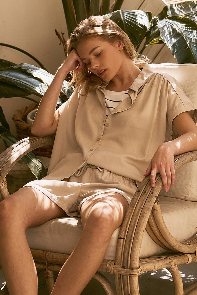 Relaxed Short Sleeve Button-Up Camp Shirt