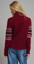 Fair Isle Quarter Zip Sweater Wool Blend with Leather Pull T in BURGUNDY - Women's Cardigans & Shrugs | Urban Daizy