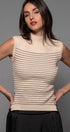 Urban Daizy Striped Ribbed Mock Neck Sleeveless Top Lt-Khaki Knit Top - Women's (UDZ-PT-00352) – alternate view 13