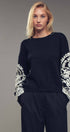 Urban Daizy Embroidered Sleeve Ivory Knit Sweater Ivory-Black Knit Sweater - Women's (UDZ-KN-00654) – alternate view 21