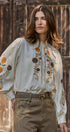 Embroidered Ruffle Neck Blouse in Western Folk Style in IVORY - Women's Shirts & Blouses | Urban Daizy