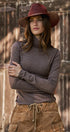 Classic Striped Long Sleeve Turtleneck Top in BROWN - Women's T-Shirts & Polos | Urban Daizy