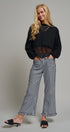 Gingham Ruffle Hem Cropped Wide Leg Pants in Brown in BLACK - Women's Casual Pants | Urban Daizy