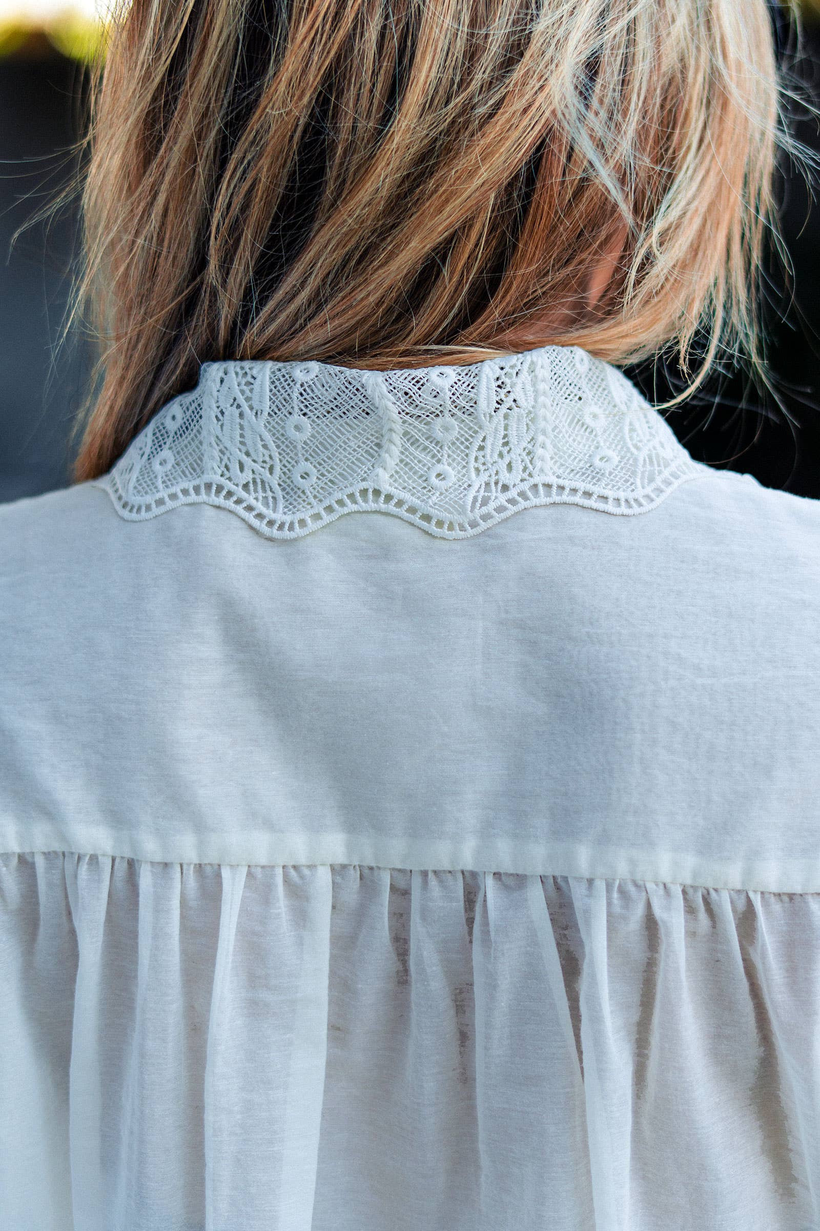 Urban Daizy Romantic Lace Collar Puff Sleeve Cotton Blend Blouse Ivory Blouse - Women's (UDZ-TP-01069) – alternate view 10