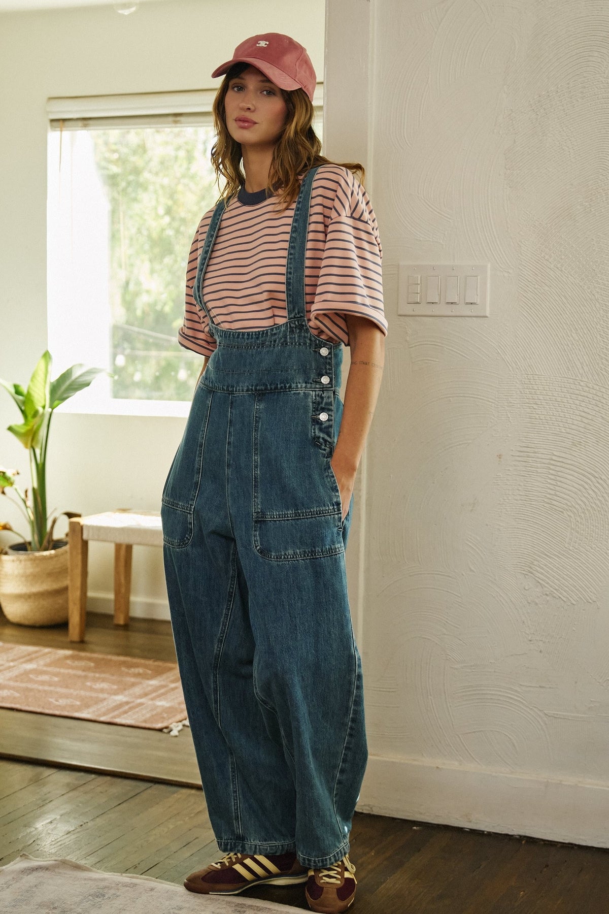 Wide Leg Denim Overalls with Utility Pockets in DENIM - Women's Jumpsuits | Urban Daizy