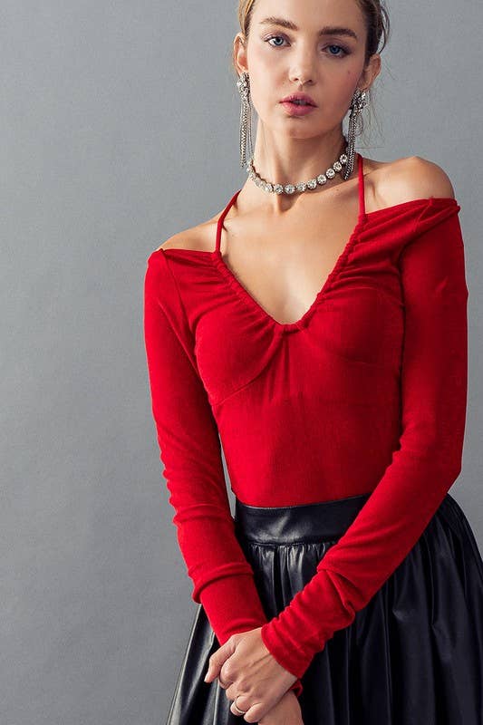 Urban Daizy Open Tie Back Scoop Neck Long Sleeve Top Champagne Blouse - Women's (UDZ-TP-00193) – alternate view 4