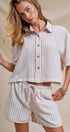 Urban Daizy Striped Scalloped Trim Drawstring Shorts Cream Shorts - Women's (UDZ-PT-00501-Cream) – alternate view 8