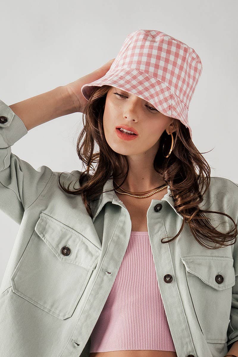 Urban Daizy Classic Spring Gingham Checkered Cotton Bucket Hat Black Bucket Hat - Women's (UDZ-AC-00031) – alternate view 14