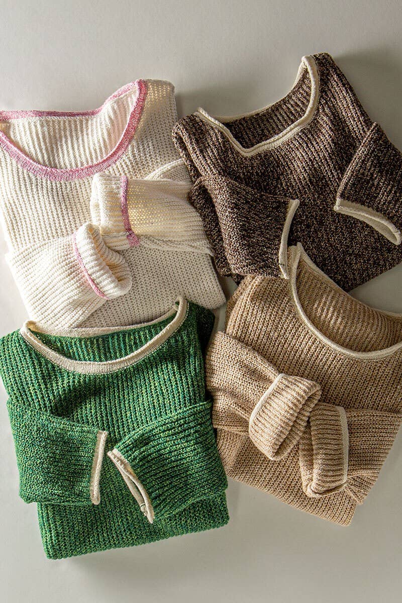 Bounded Contrast Trim Knit Sweater