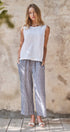 Urban Daizy Linen Wide-Leg Drawstring Pants Navy-Stripe Pants - Women's (UDPT0177-Navy-Stripe) – alternate view 6