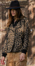 Hooded Leopard Knit Jacket With Gold Buttons | wholesale coat - women's | Urban Daizy