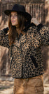 Hooded Leopard Knit Jacket With Gold Buttons | wholesale coat - women's | Urban Daizy