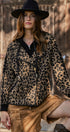 Hooded Leopard Knit Jacket With Gold Buttons | wholesale coat - women's | Urban Daizy