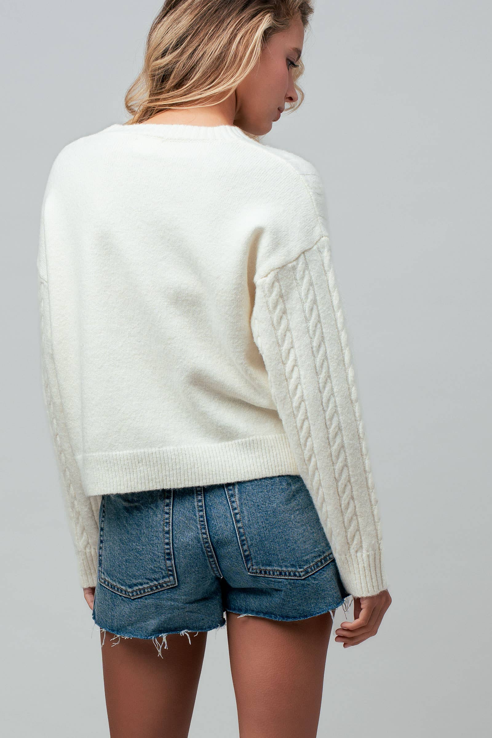 Nautical Anchor Applique Cable Knit Sweater