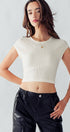 Urban Daizy Ribbed Knit Crop Short Sleeve Fitted Casual Spring Top Blue Knit Top - Women's (UDZ-TP-00081) – alternate view 25