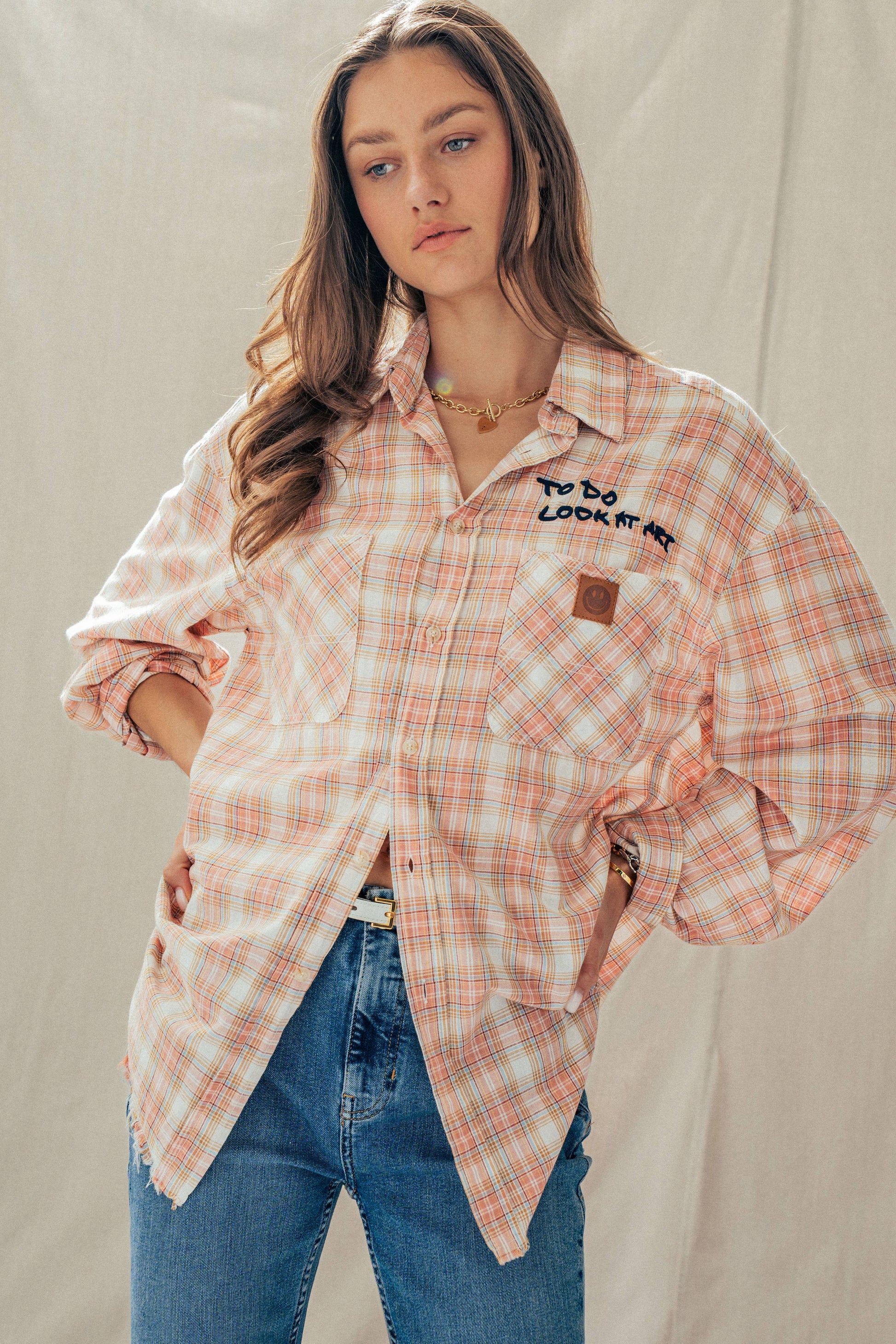 "TO DO LOOK AT ART" Embroidered Boho Top