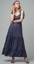 Urban Daizy Metallic Tie-Shoulder Smocked Maxi Dress Navy-Gold Dress - Women's (UDZ-KN-00657)