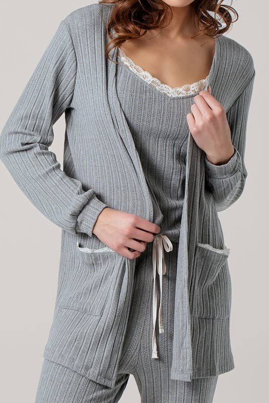 Urban Daizy Pointelle Knit Lace-Trim Pocket Cardigan Cocoa Cardigan - Women's (UDZ-KN-01037) – alternate view 16