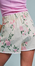 Urban Daizy Floral Print Raw Hem Cotton Shorts Cream-Pink Shorts - Women's (TNPT0839-Cream-Pink) – alternate view 3