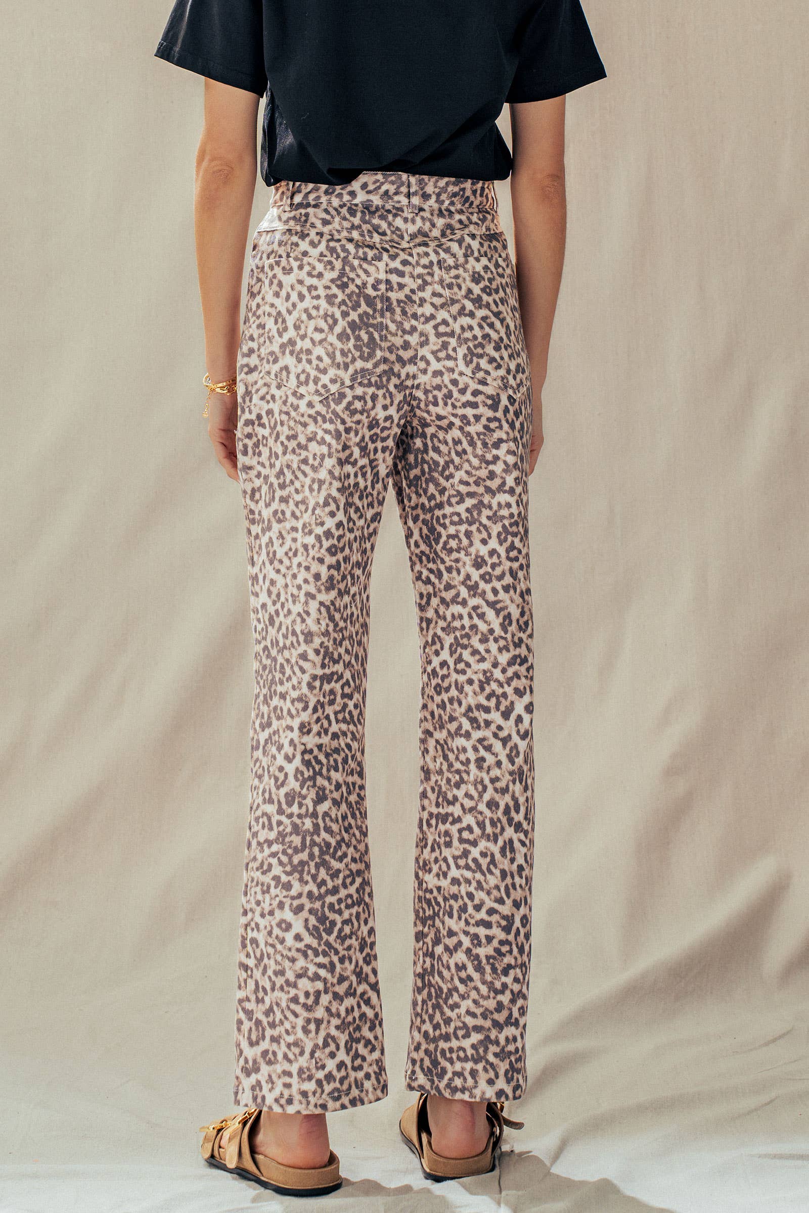 Leopard Print High-Rise Straight-Leg Pants