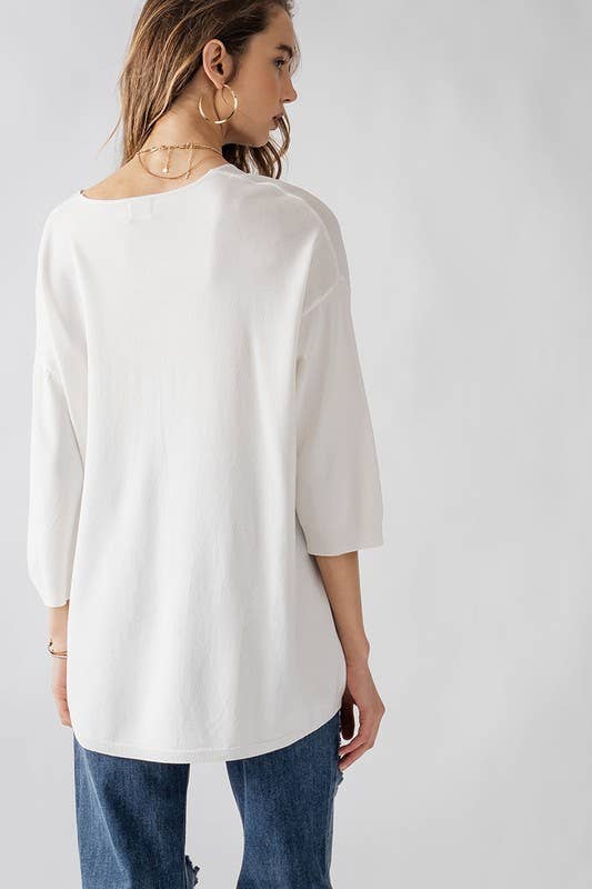 Urban Daizy Relaxed Fit V Neck Three Quarter Sleeve Tunic Top Green Tunic - Women's (UDZ-TP-00030) – alternate view 5