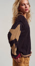 Urban Daizy Raw Seam Star Patch Slouchy Knit Top Brown Knit Top - Women's (UDTP1432-Brown) – alternate view 4