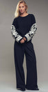 Urban Daizy Embroidered Sleeve Ivory Knit Sweater Ivory-Black Knit Sweater - Women's (UDZ-KN-00654) – alternate view 23