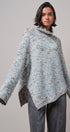 Chunky Knit Mock Neck Oversized Poncho Sweater in BLUE - Women's Sweaters | Urban Daizy