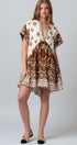 Urban Daizy Mixed-Print V-Neck Tiered Boho Mini Dress Ivory-Brown Dress - Women's (UDZ-DR-00476) – alternate view 12