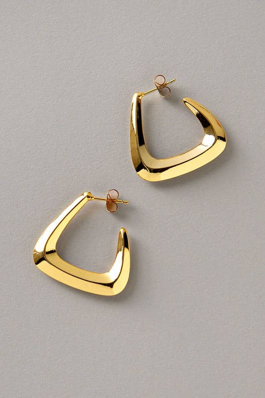 Urban Daizy 14K Gold Architectural Triangle Hoop Statement Earrings Gold Hoop Earrings (UDZ-JW-00012)
